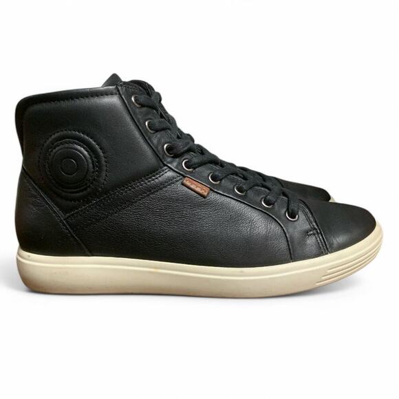 Ecco Women’s Soft 7 Black Leather High Tops Size 9 - Picture 2 of 8